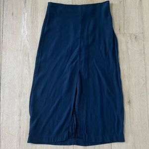 Reformation Alva Blue Front Slit Midi Skirt